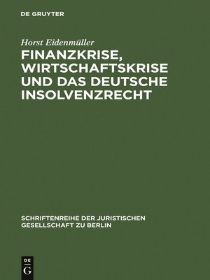 cover image of Finanzkrise, Wirtschaftskrise und das deutsche Insolvenzrecht